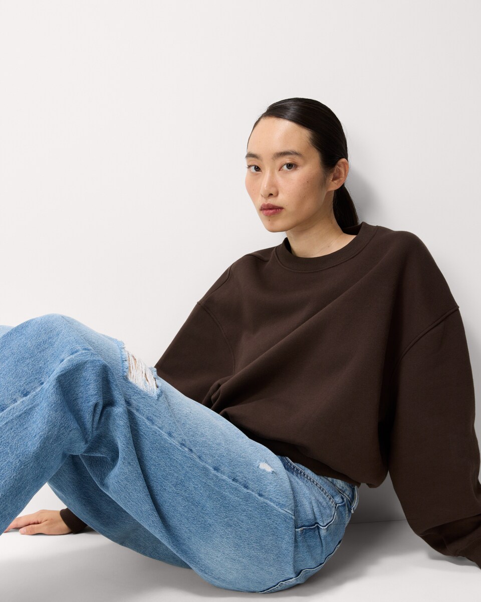 image 1 of F&F Cotton Rich Crew Neck Sweatshirt in Brown