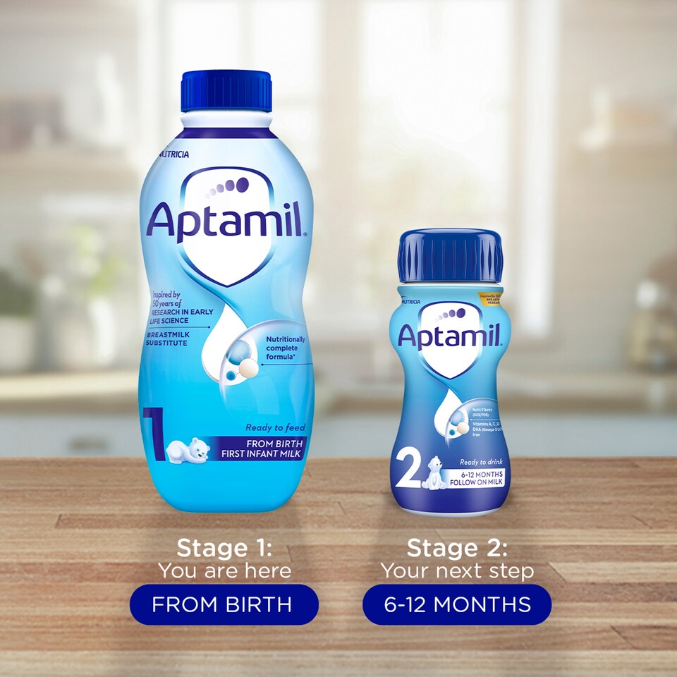 image 1 of Aptamil 1 First Infant Baby Milk Formula Liquid Ready to Feed from Birth 1L