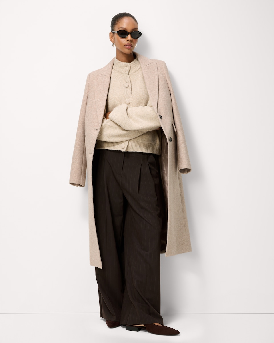 image 1 of F&F High Neck Knitted Cardigan in Neutral