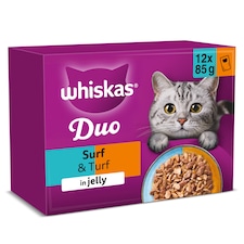 Whiskas Duo Surf & Turf Adult Cat Food Pouches in Jelly 12x85g