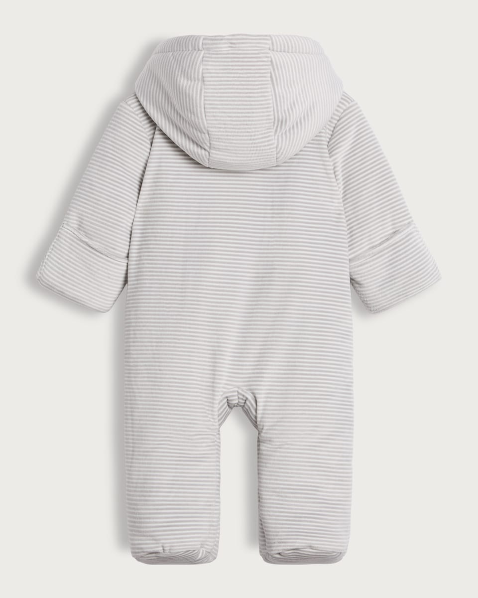 image 1 of F&F Baby Striped Pramsuit in Multi Grey