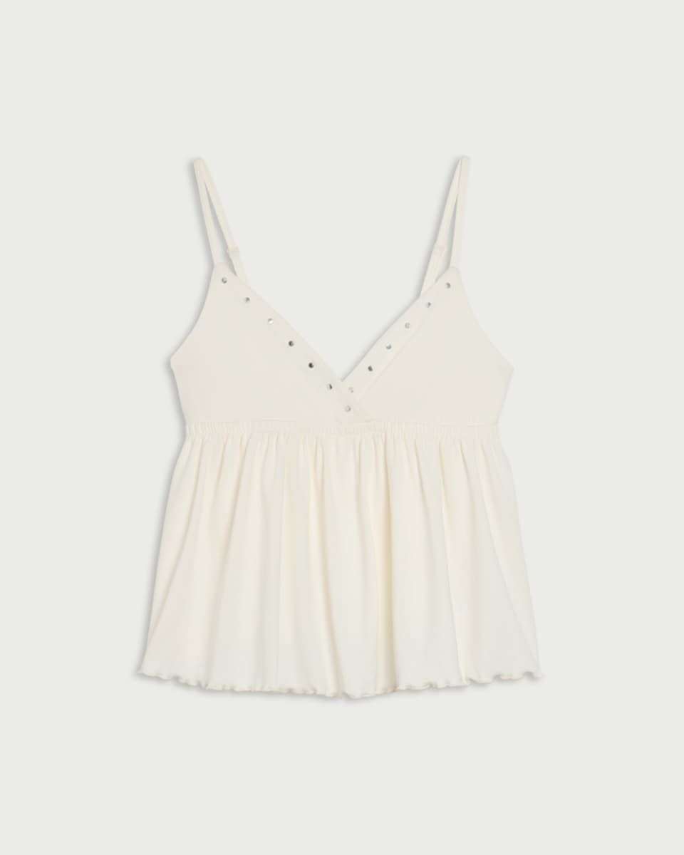 image 1 of OH ME OH MY Cotton Rich Stud Embellished Top in White