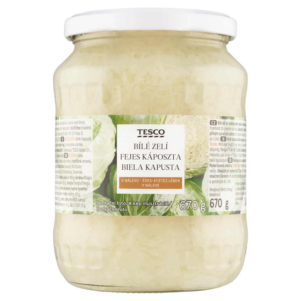 Tesco fejes káposzta édes-ecetes lében 670 g
