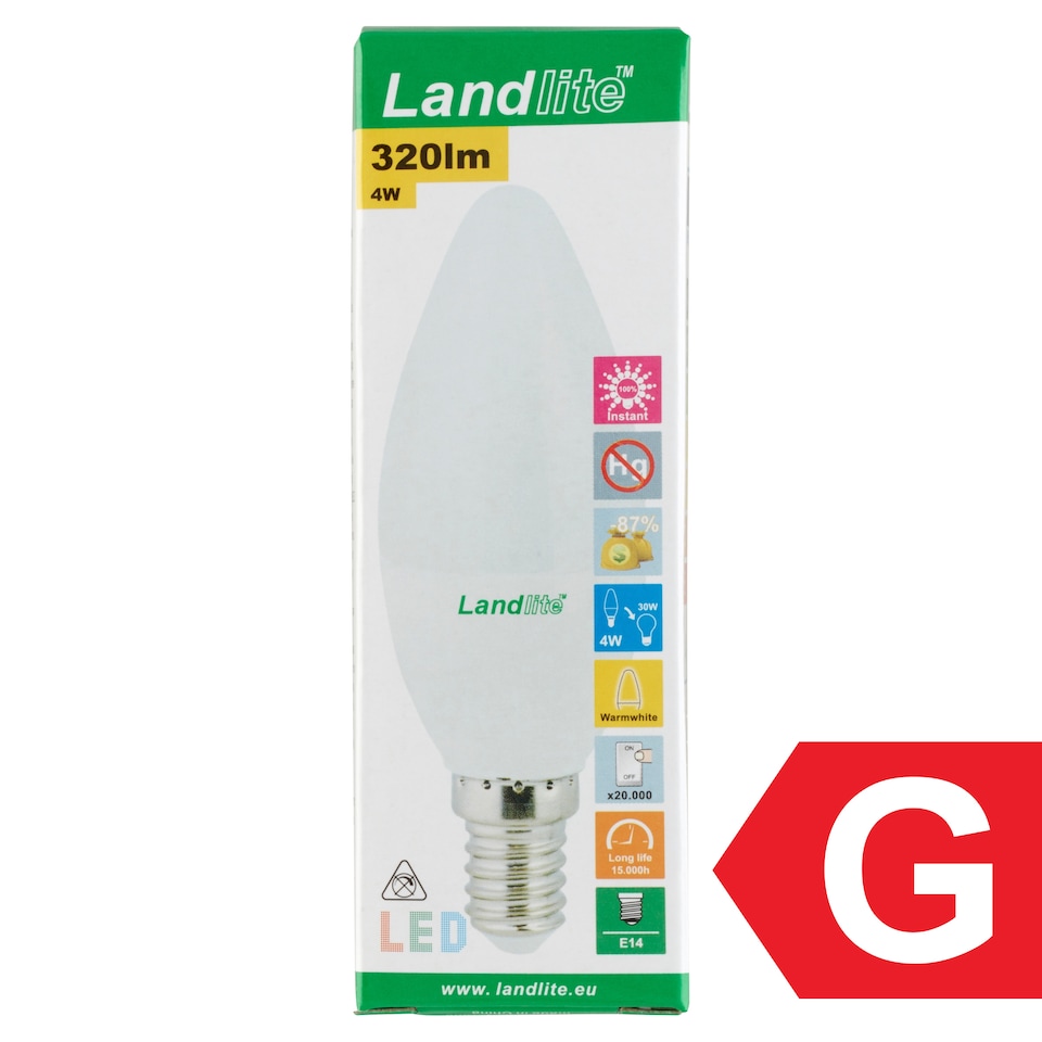 image 1 of Landlite C35 320 lm 4 W E14 3000K LED Lamp