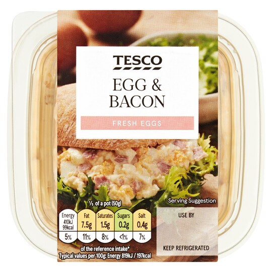 Tesco Egg & Bacon Sandwich Filler 250G Tesco Groceries