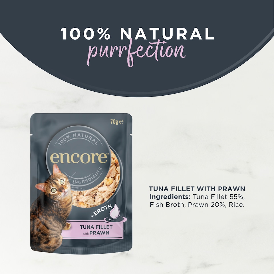 image 1 of Encore In Broth Tuna Fillet With Prawn Cat Food 70g
