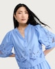 image 1 of F&F Pure Cotton Broderie Cut Out Co-ord Blouse in Blue