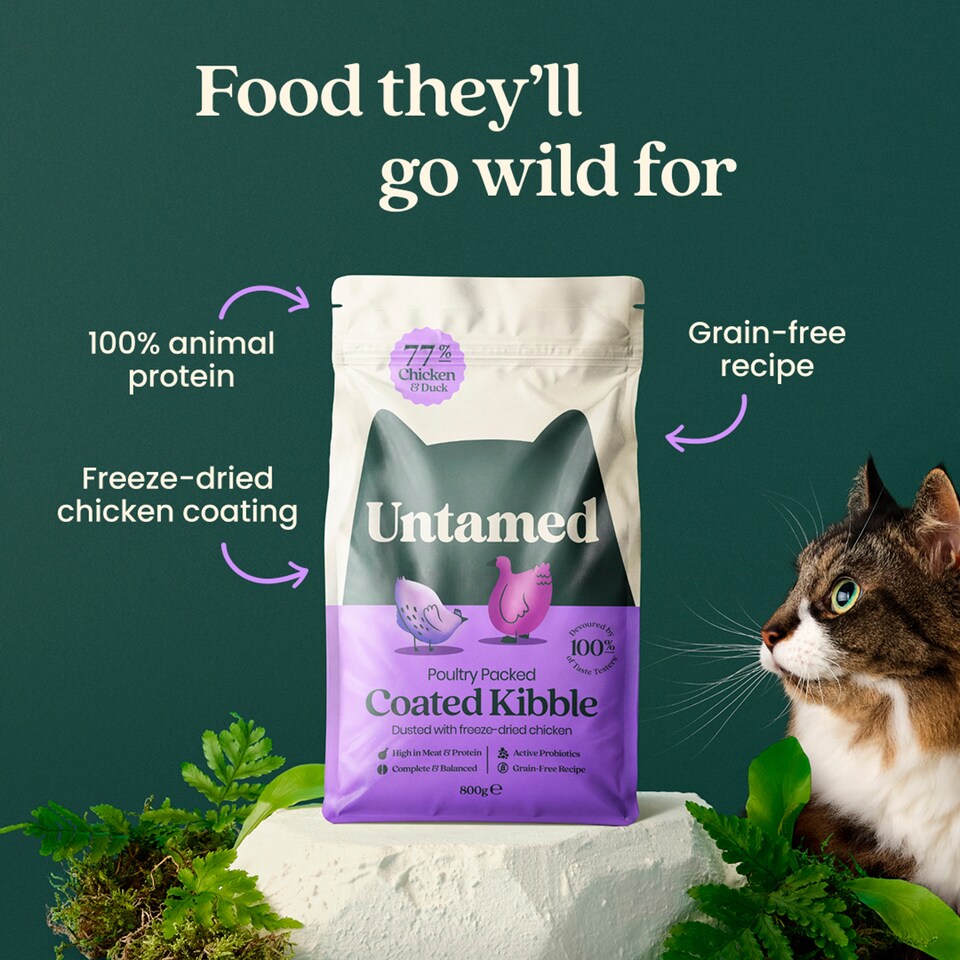 image 1 of Untamed Coated Kibble Chicken and Duck Cat Food 800g