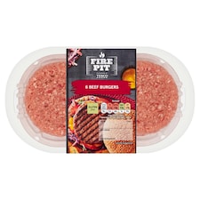 Tesco Fire Pit 6 Beef Burgers 730g