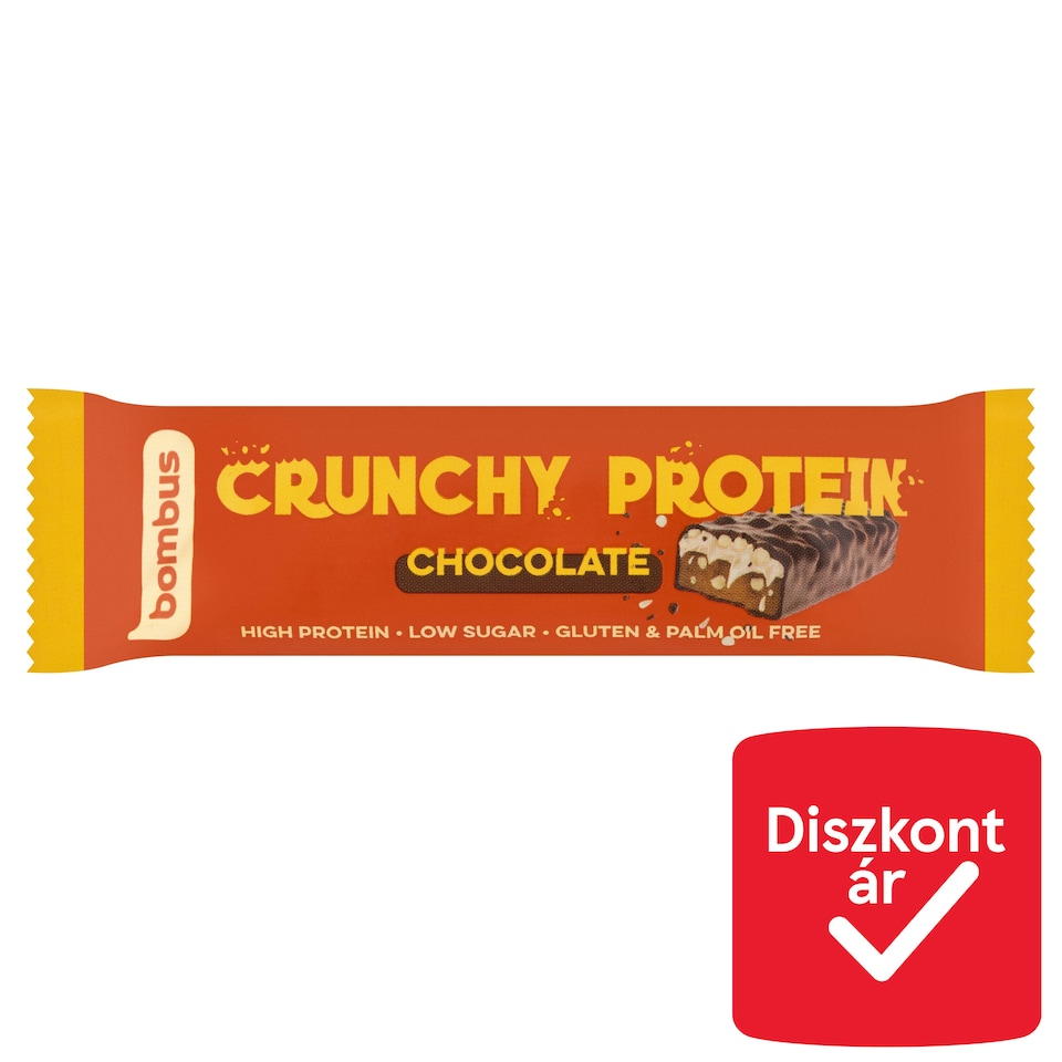 Bombus Crunchy Protein proteinszelet tejcsokoládéval, ropogóssal, édesítőszerrel 50 g  1. kép