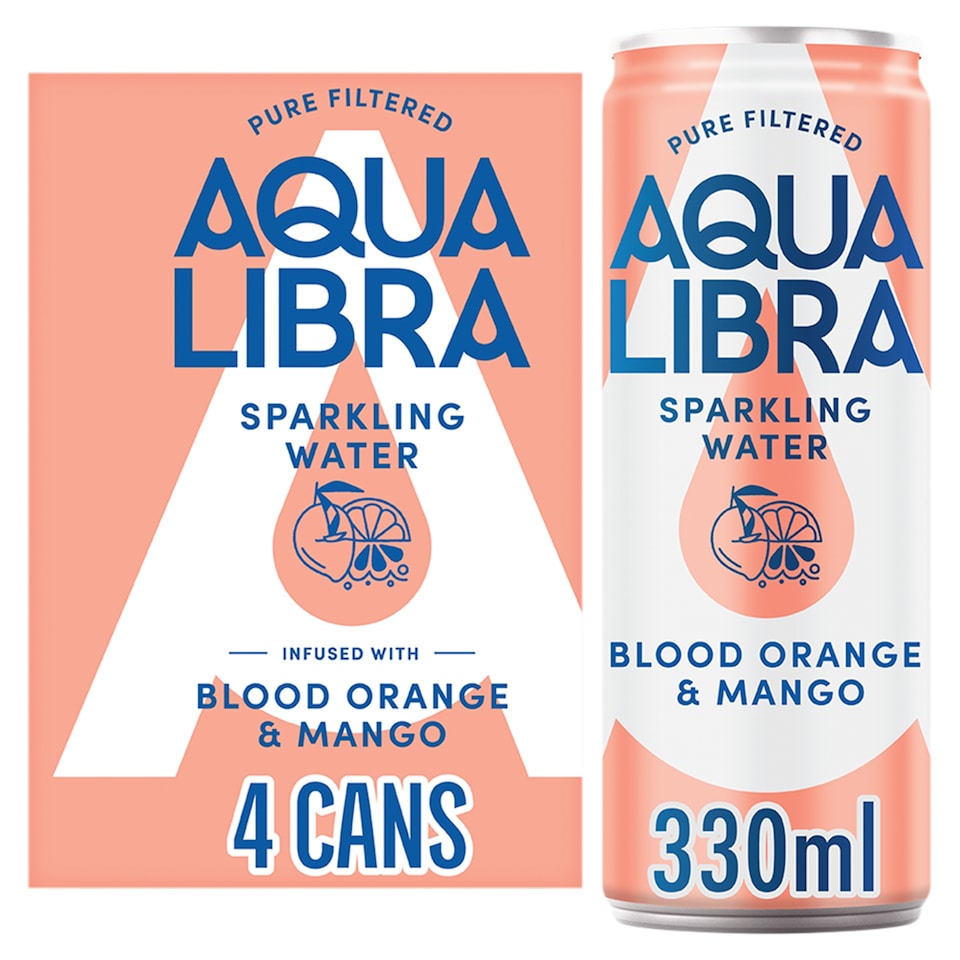 Aqua Libra Sparkling Water Blood Orange & Mango 4 x 330ml