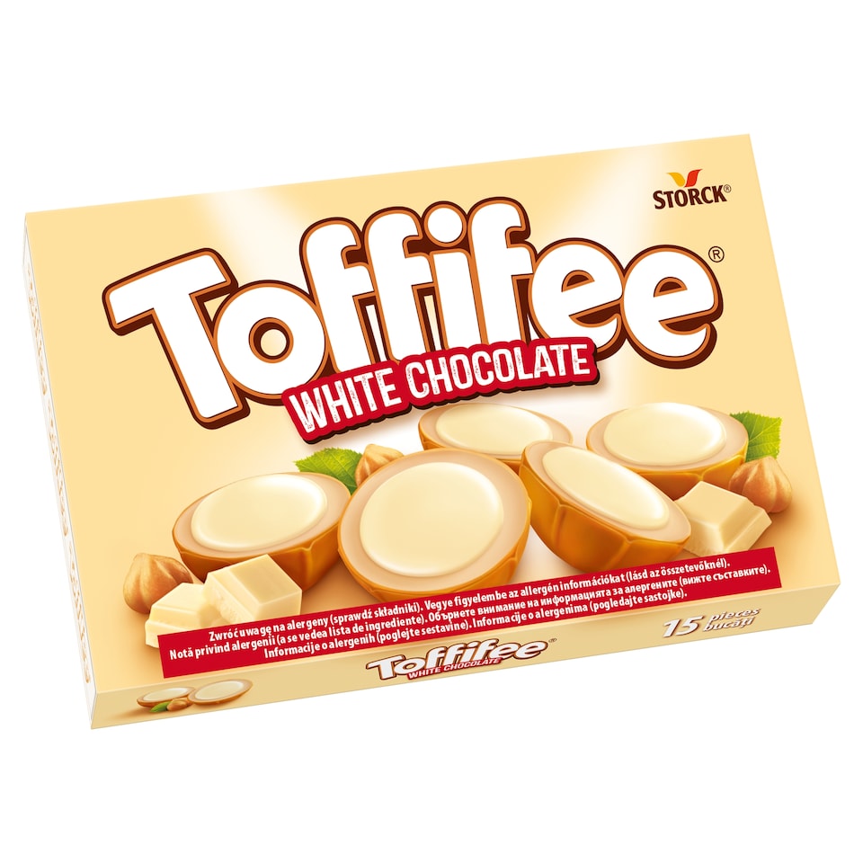 Toffifee White Chocolate mogyoró karamellben tejes töltelékkel és fehér csokoládéval 125 g  1. kép