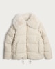 image 4 of F&F Faux Fur Collar Shower Resistant Puffer Jacket in Cream