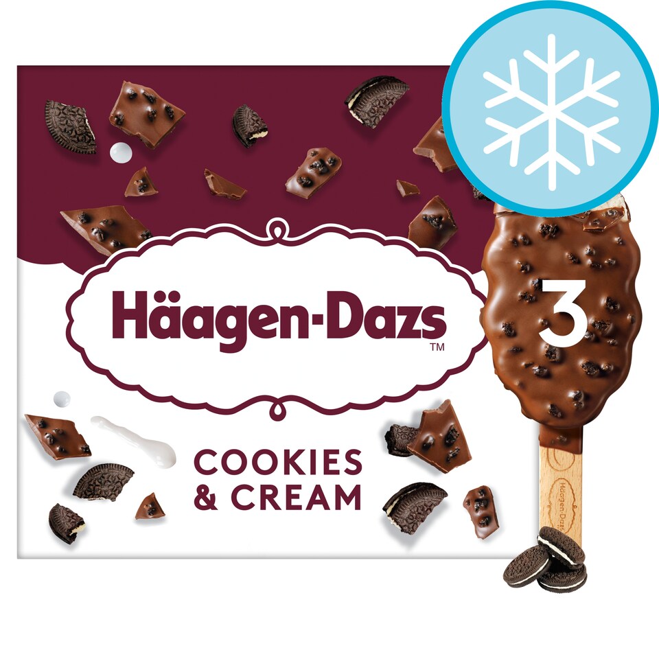 image 1 of Haagen-Dazs Crunchy Cookies and Cream Ice Cream Stick 3x80ml