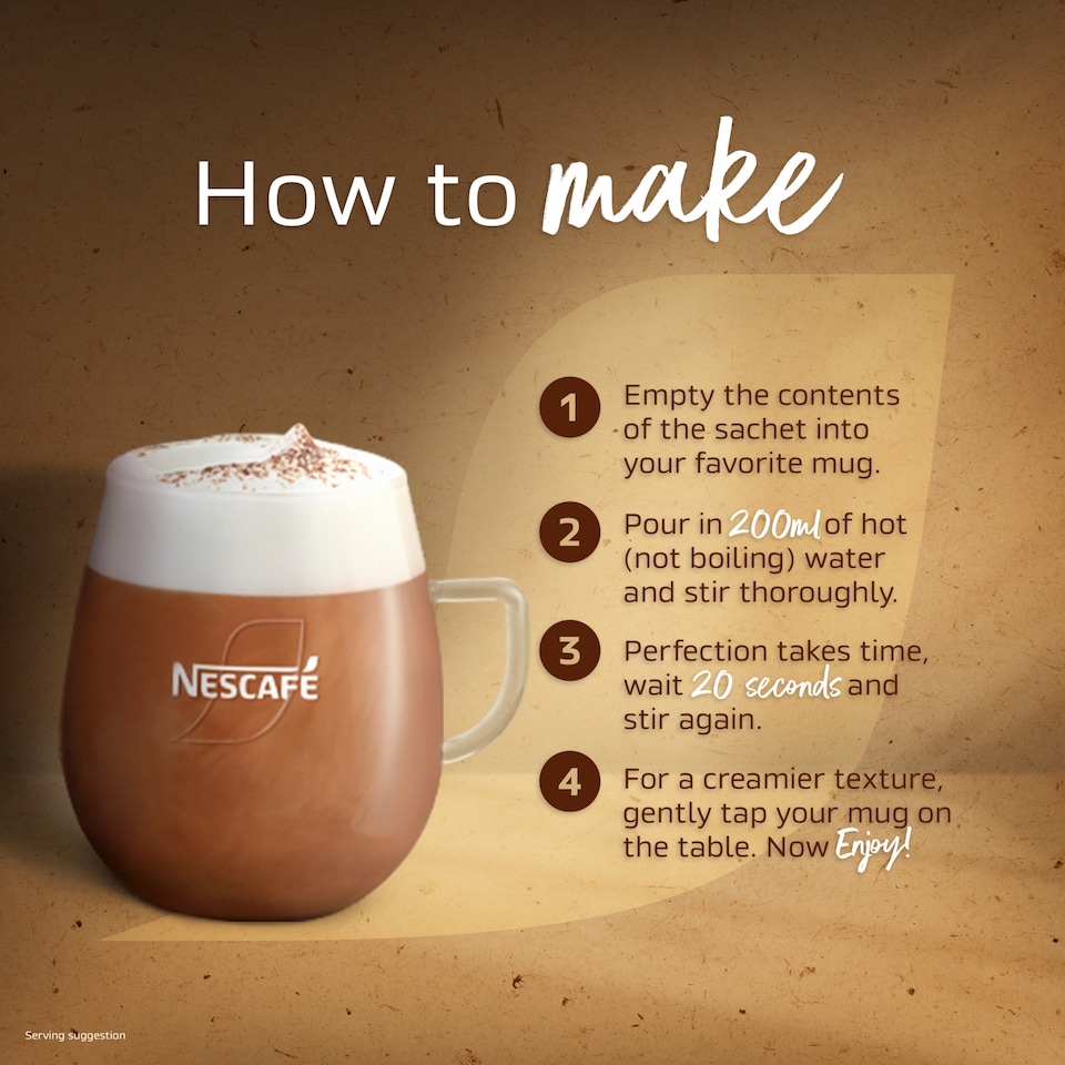 image 1 of Nescafe Cappuccino Decaf Unsweetened Instant Coffee 7 Sachets