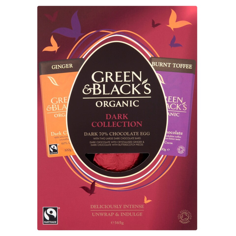 image 1 of Green And Blacks Organic Dark Chocolate Easter Egg 365G