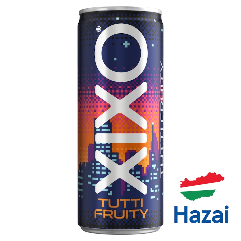 XIXO Tutti Fruity tuttifruttiízű koffeinmentes szénsavas üdítőital hozzáadott vitaminokkal 250 ml