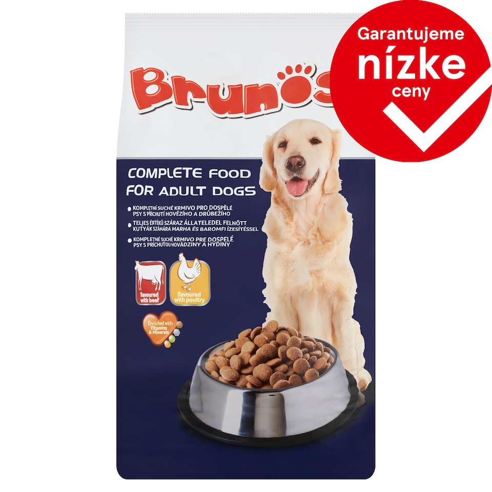 Brunos Complete Food for Adult Dogs with Beef and Poultry Flavour 10 kg