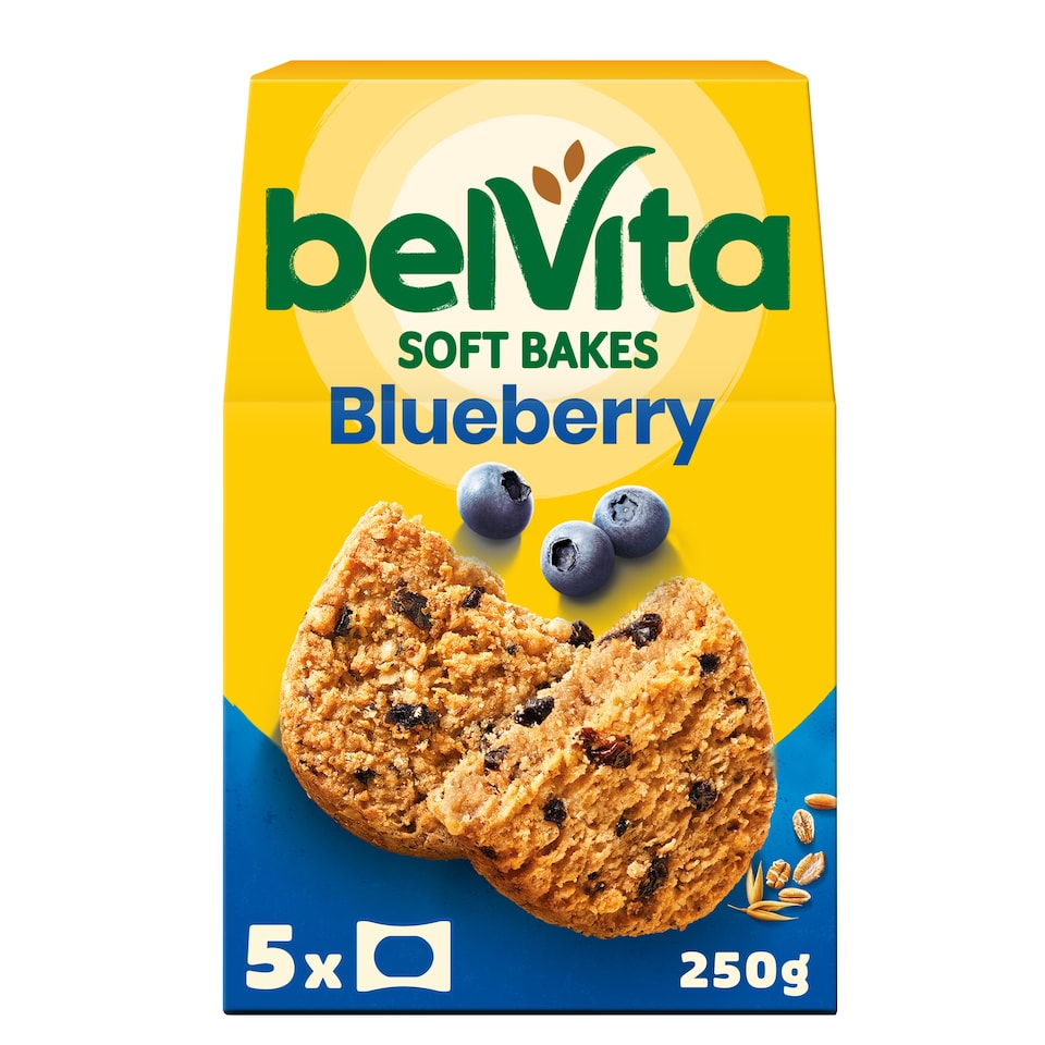 Belvita Breakfast Blueberry Soft Bakes Cereal Snack Bars Pack 5 x 50g