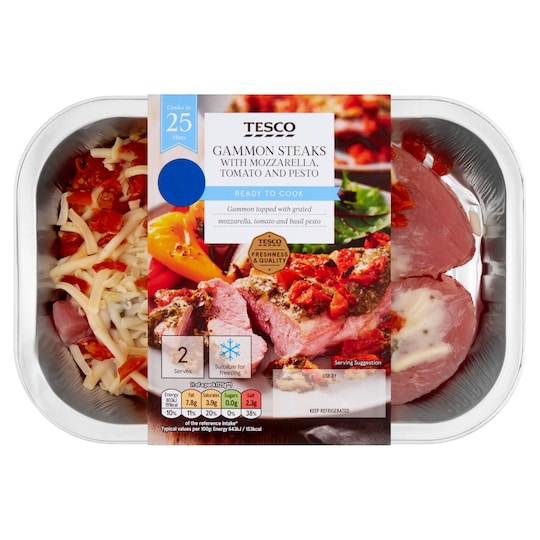 Tesco Gammon Steaks With Mozz, Tom & Pesto 335G