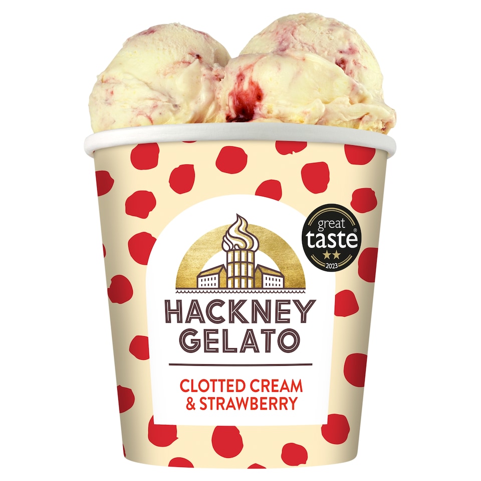 image 1 of Hackney Gelato Clotted Cream & Strawberries 460Ml