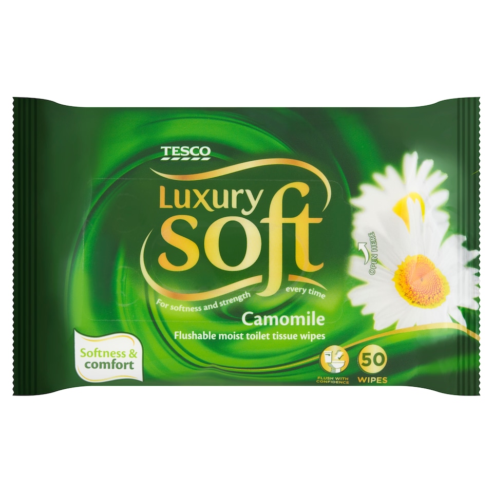 Tesco Soft Luxury Camomile Moist Toilet Tissue Wipes 50 pcs