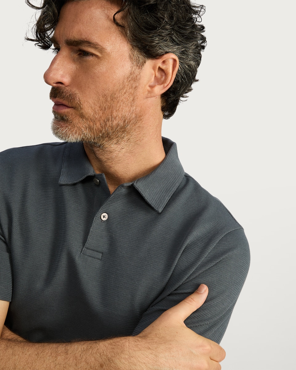 image 1 of F&F Cotton Rich Short Sleeved Polo Shirt in Grey