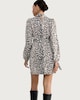 image 3 of F&F Abstract Print Tie Waist Long Sleeved Mini Dress in Multi Black White