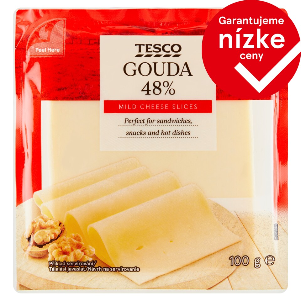 Tesco Gouda 48% plátky 100 g