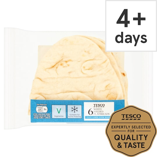 Tesco Folded Flatbreads Plain 6 Pack Tesco Groceries