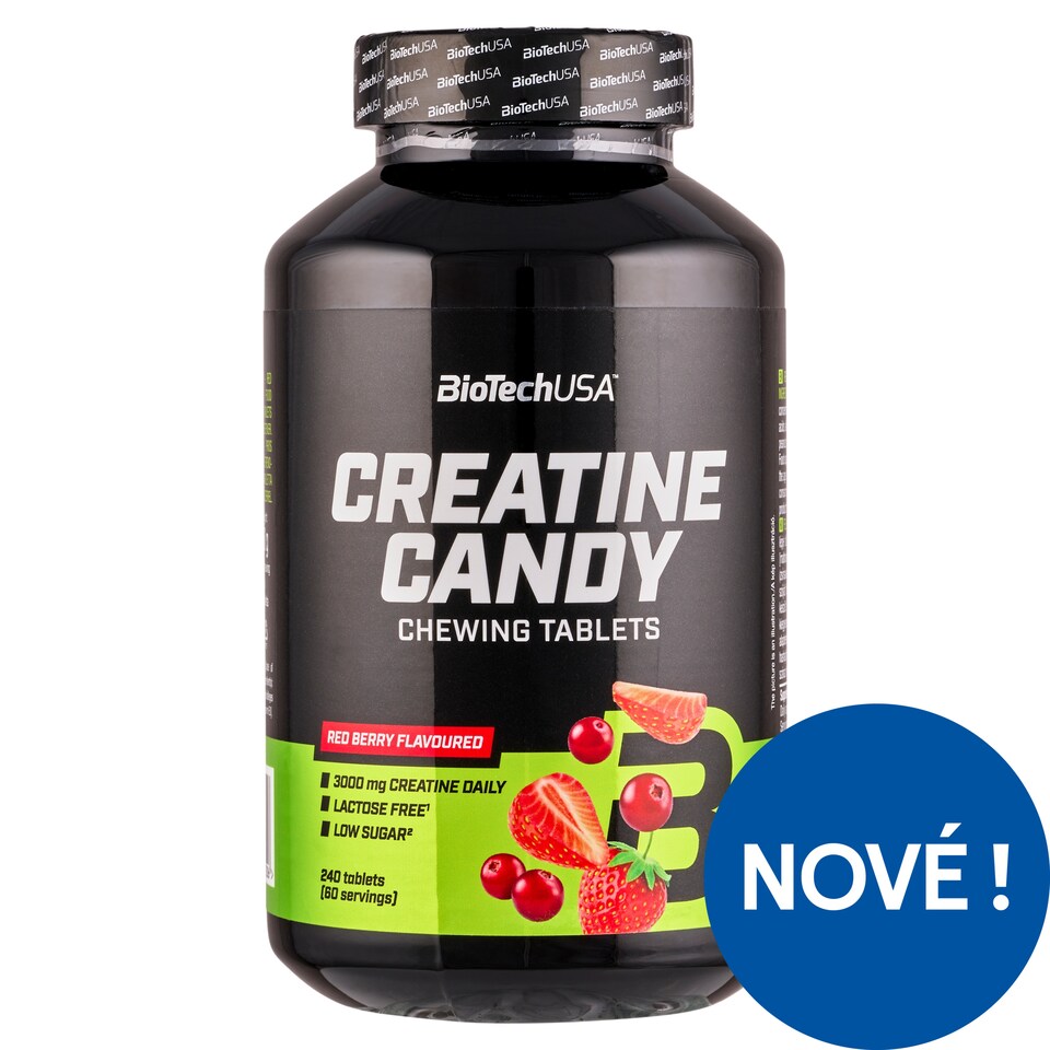 Obrázek 1 pro produkt BioTechUSA Creatine Candy doplněk stravy žvýkací tablety s příchutí červeného bobulového ovoce 480g