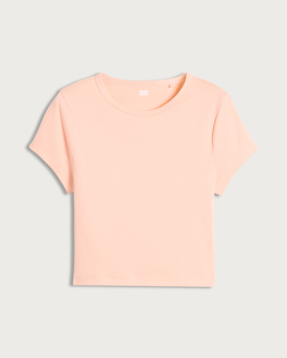 image 1 of F&F Cotton Rich Short Sleeved Cropped T-Shirt in Orange