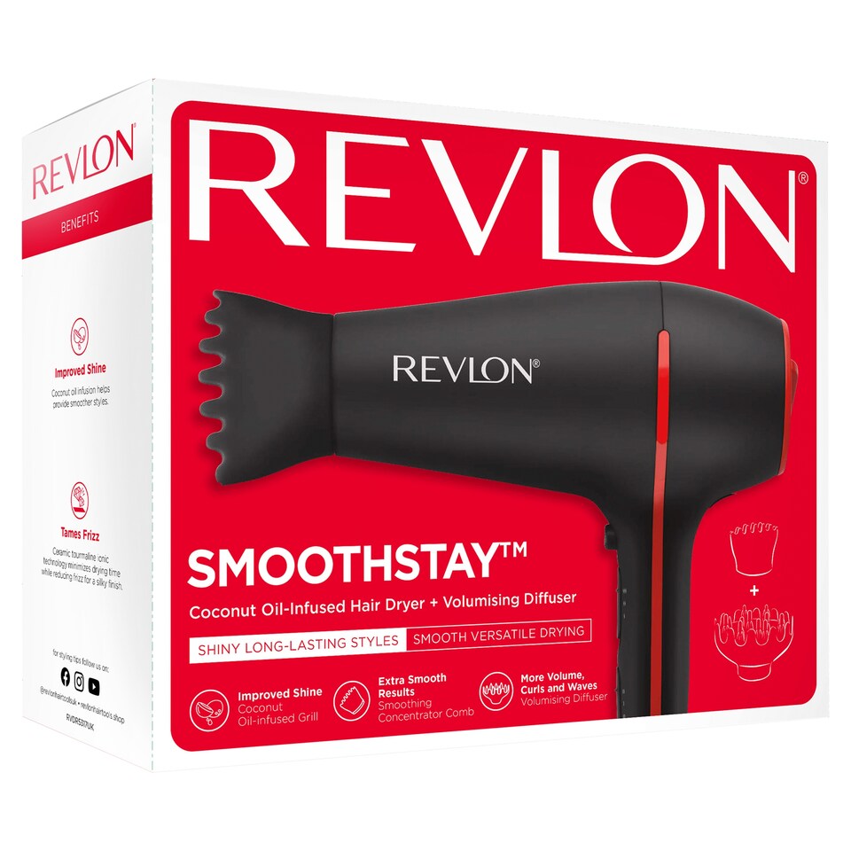 image 1 of Revlon Smoothstay Coconut Oil Hair Dryer