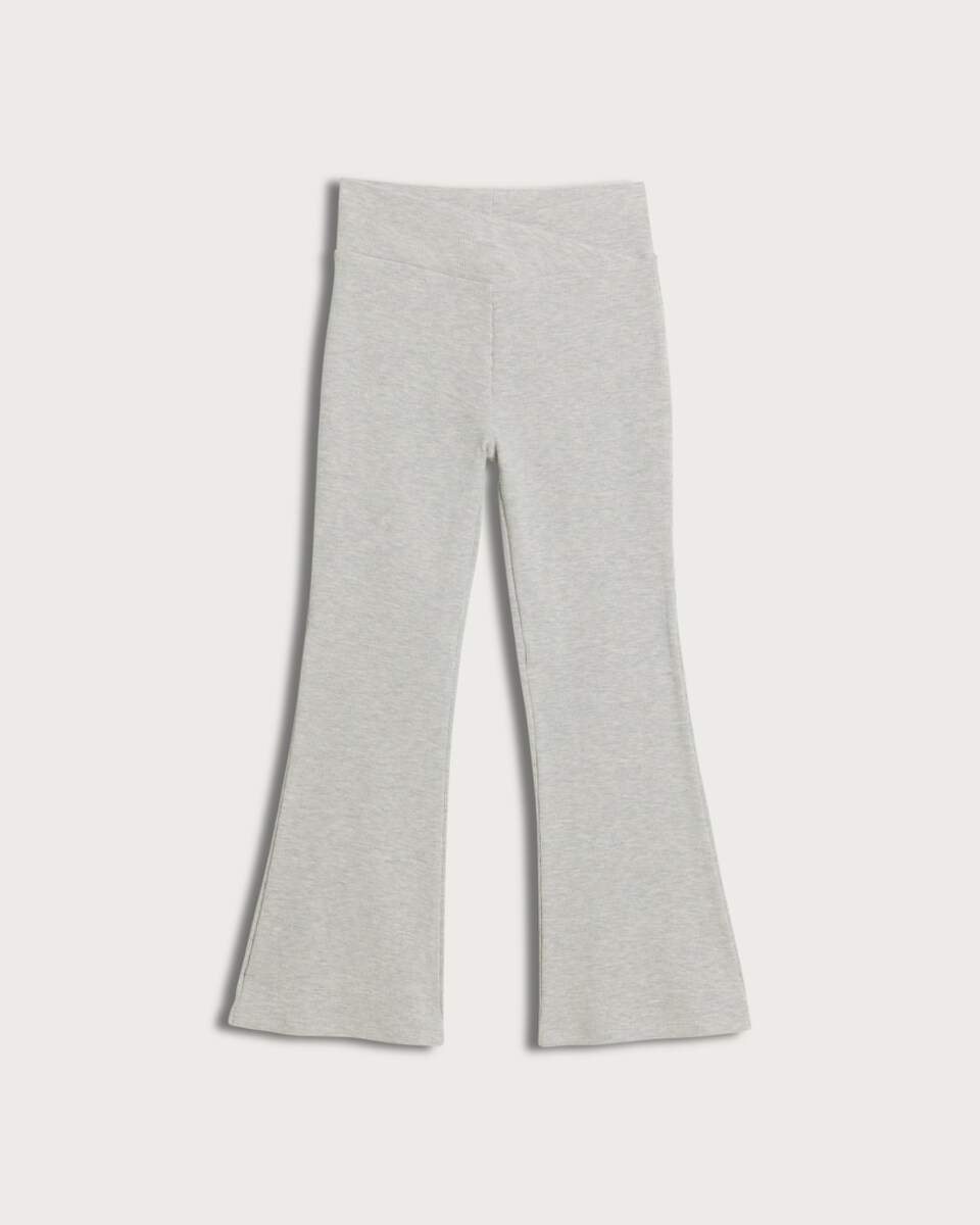 image 1 of F&F Girls Cotton Rich Flared Leggings in Grey
