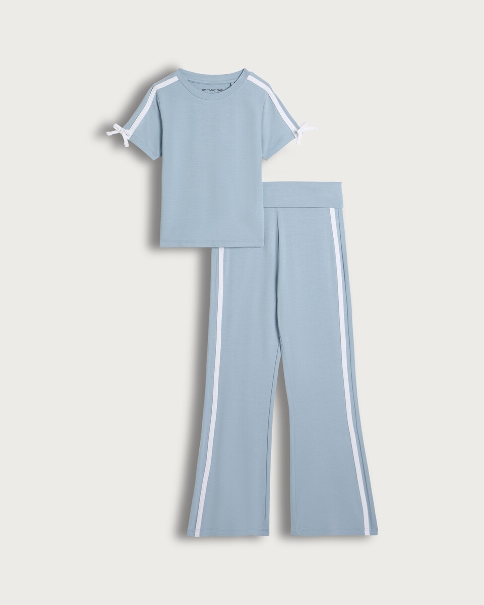 F&F Girls T-Shirt and Flared Trousers Set in Blue