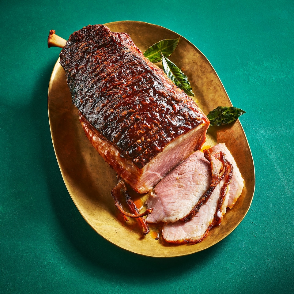 image 1 of 48. Tesco Maple & Bourbon Crackling Gammon Joint 2.8kg (Serves approx 13)