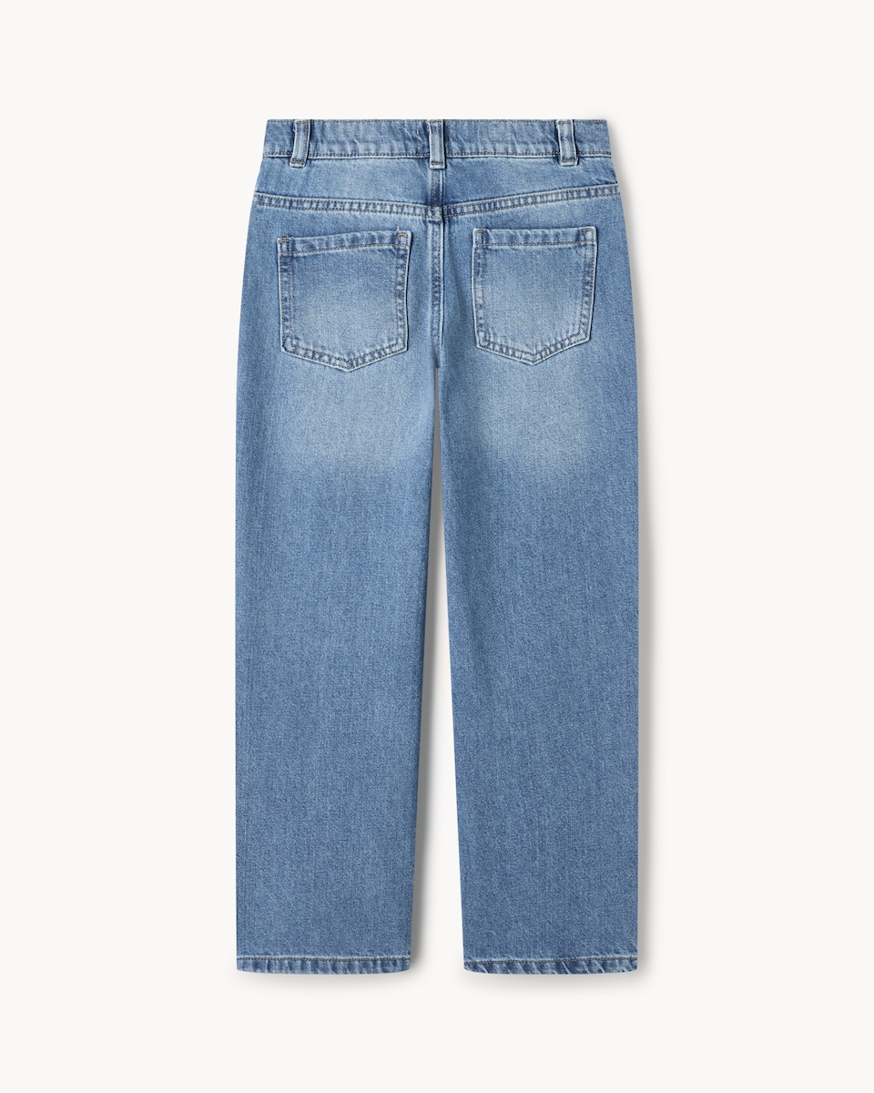 image 1 of F&F Girls Pure Cotton Wide Leg Jeans in Blue