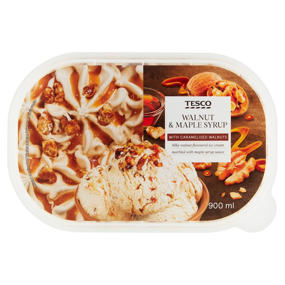 Tesco Mražený krém s příchutí vlašských ořechů s polevou s javorovým sirupem 900ml