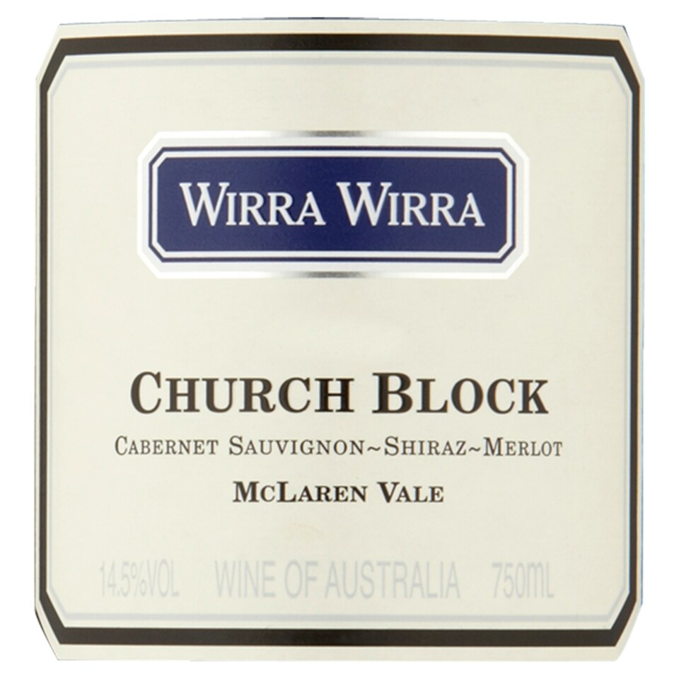 image 1 of Wirra Wirra Church Block Red Wine 750Ml