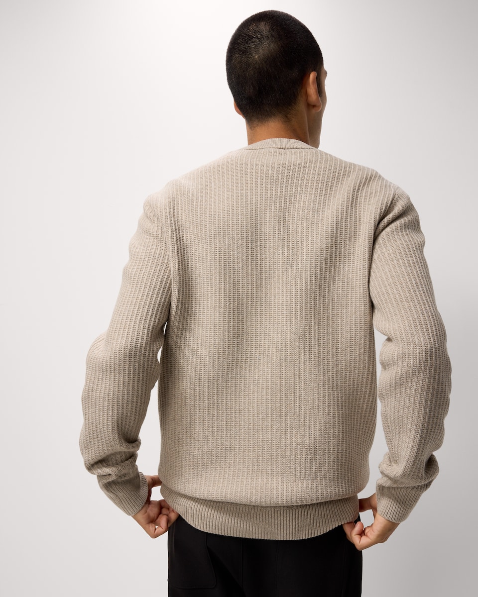 image 1 of F&F Ladder Stitch Crew Neck Jumper in Neutral