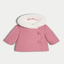 F&F Baby Bow Detail Hooded Wrap Coat in Pink