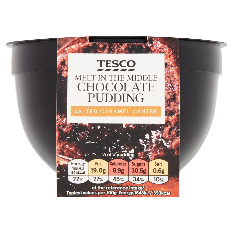 Tesco Melt In The Middle Chocolate And Salted Caramel Pudding 227G
