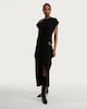 image 1 of F&F Wrap Metal Buckle Midi Skirt in Black