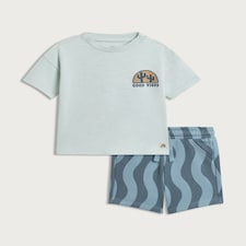 F&F Baby 2-Piece Pure Cotton T-Shirt and Shorts Set in Blue