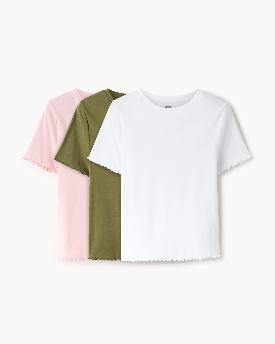 image 1 of F&F 3-Pack Pure Cotton Regular Fit T-Shirts in Multi Pink