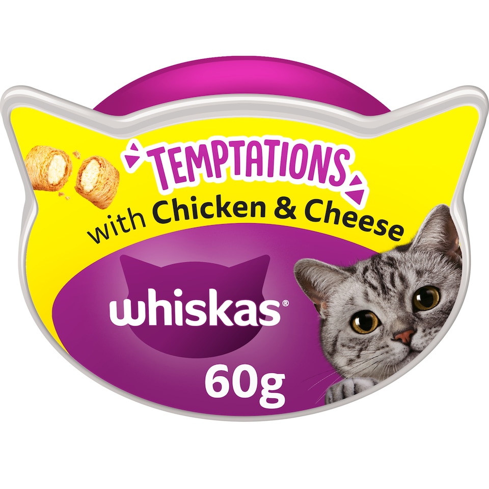 image 1 of Whiskas Temptations Cat Treat Biscuits Chicken & Cheese 60g