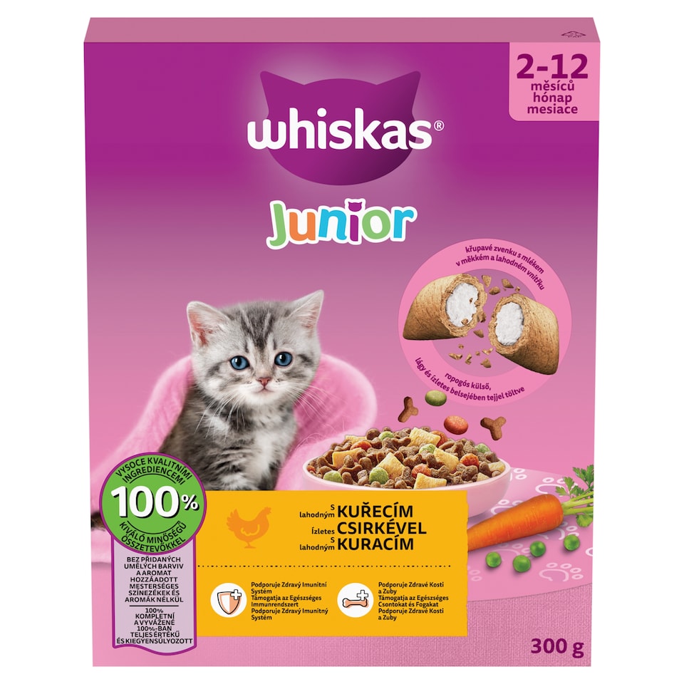 Whiskas Junior teljes értékű szárazeledel kölyökmacskáknak csirkével 300 g