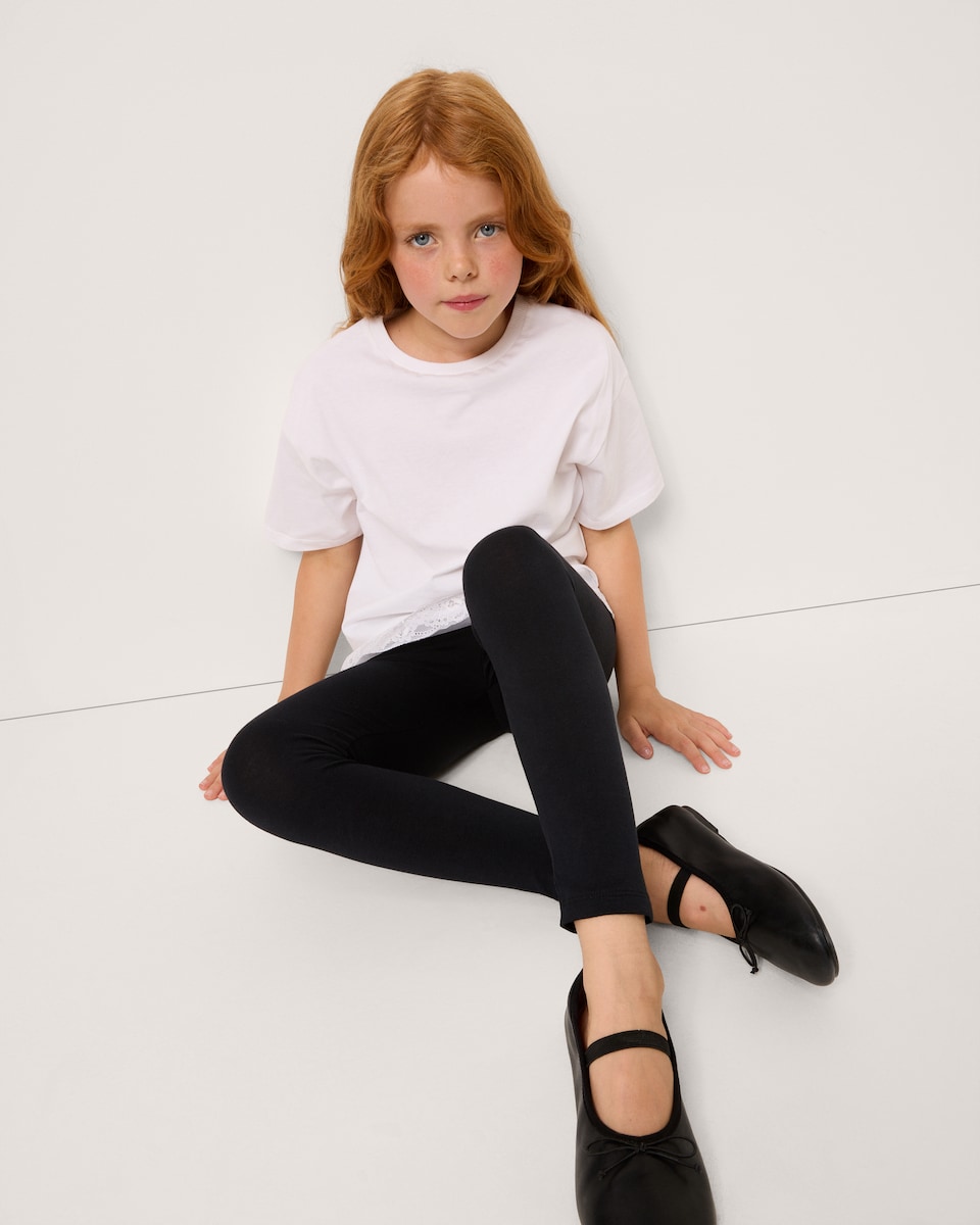 image 1 of F&F Girls 3-Pack Cotton Rich Leggings in Black