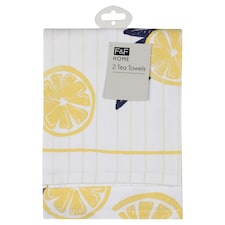 F&F Home Lemon Tea Towel 2 Pack
