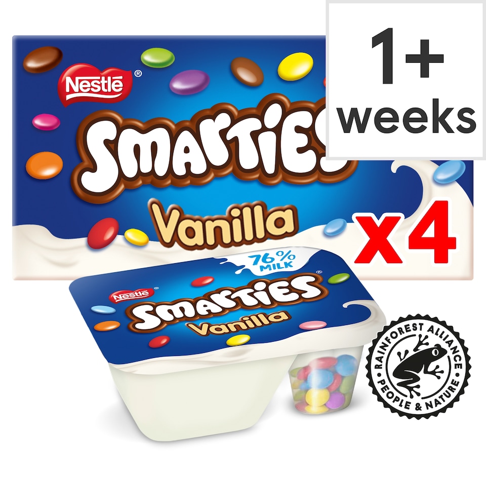 Smarties Split Pot Vanilla Flavour Yogurt 4X107g